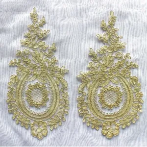 gold fine flower vase lace patches for dress decor