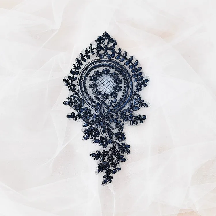 navy flowr vase lace applique for accessory
