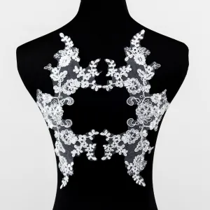 romantic off white floral cord lace applique by pair