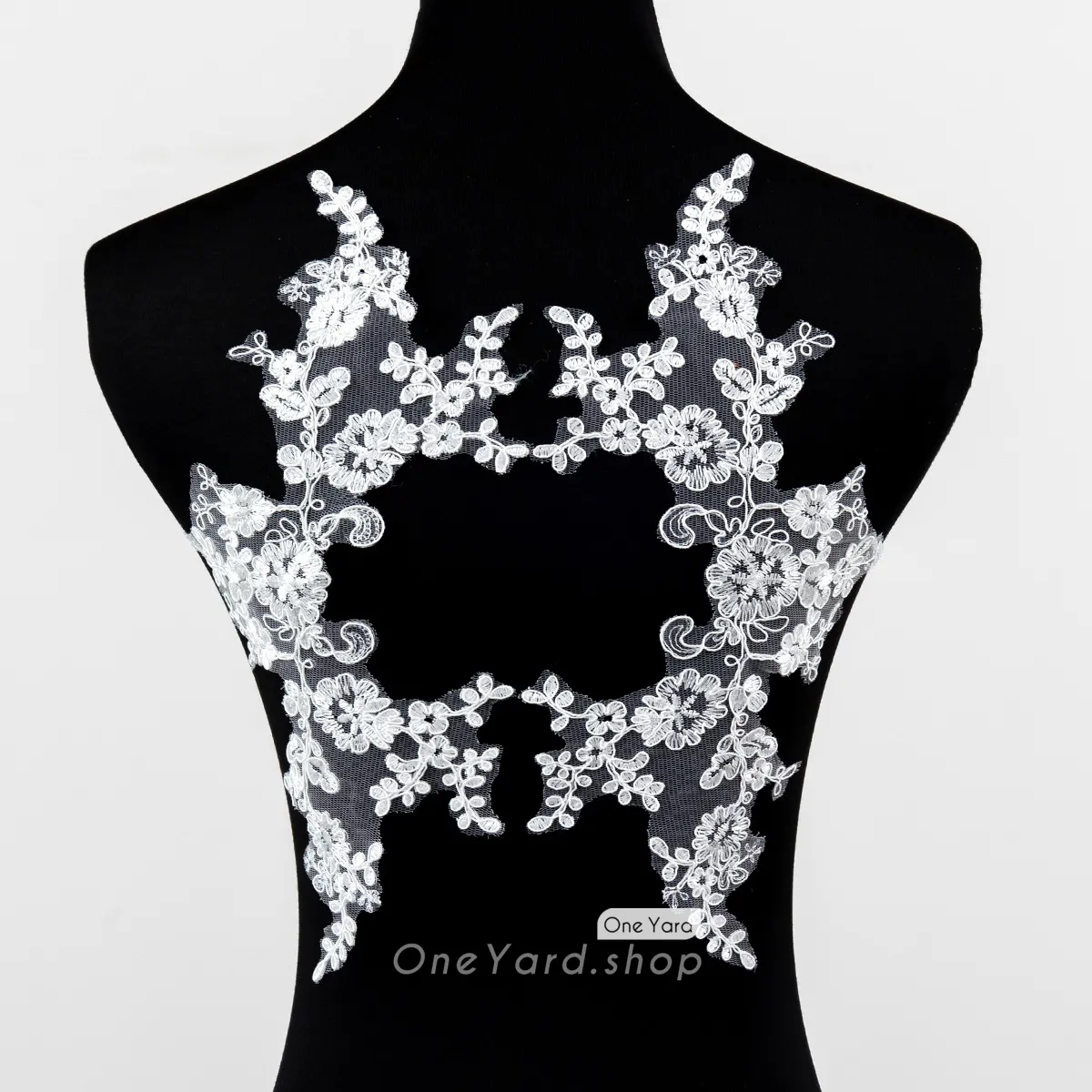 romantic off white floral cord lace applique by pair