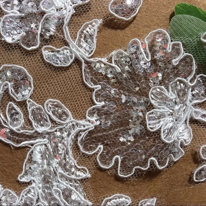 sequinned lace appique patch