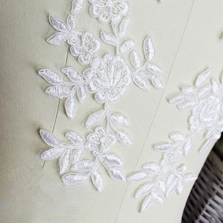 off white flower leaf lace applique for bridal decor