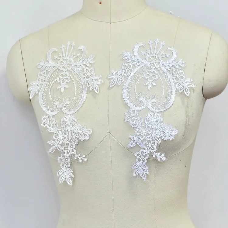 2 pcs delicate floral lace appliques bridal accessories