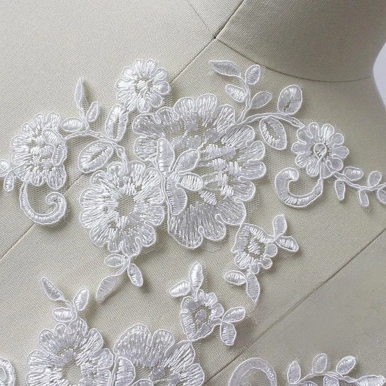 off white bridal floral lace applliques