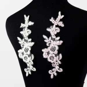 embroidered floral corded lace applique for dress decor
