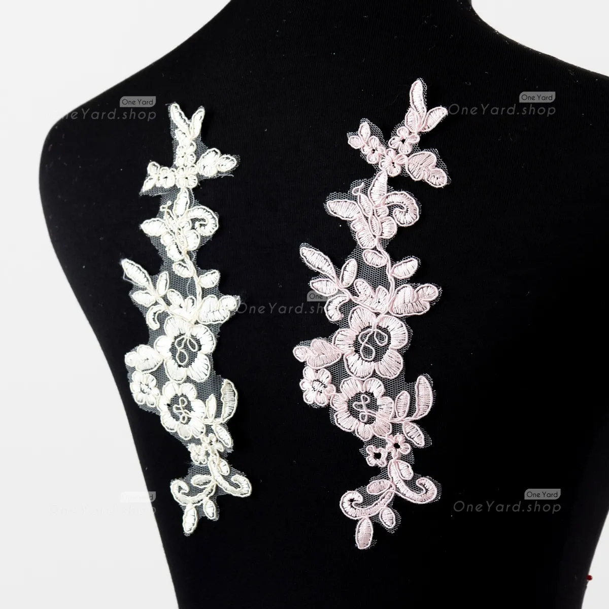 embroidered floral corded lace applique for dress decor