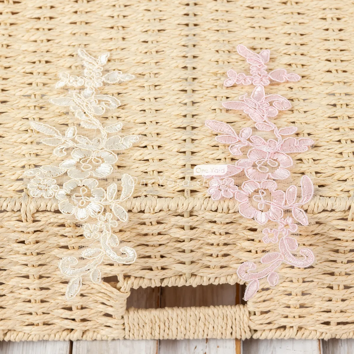 embroidered floral motif lace applique