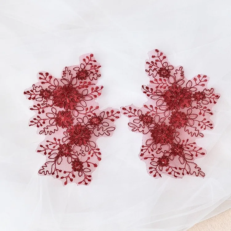 burgundy floral lace appliques burgundy floral lace appliques