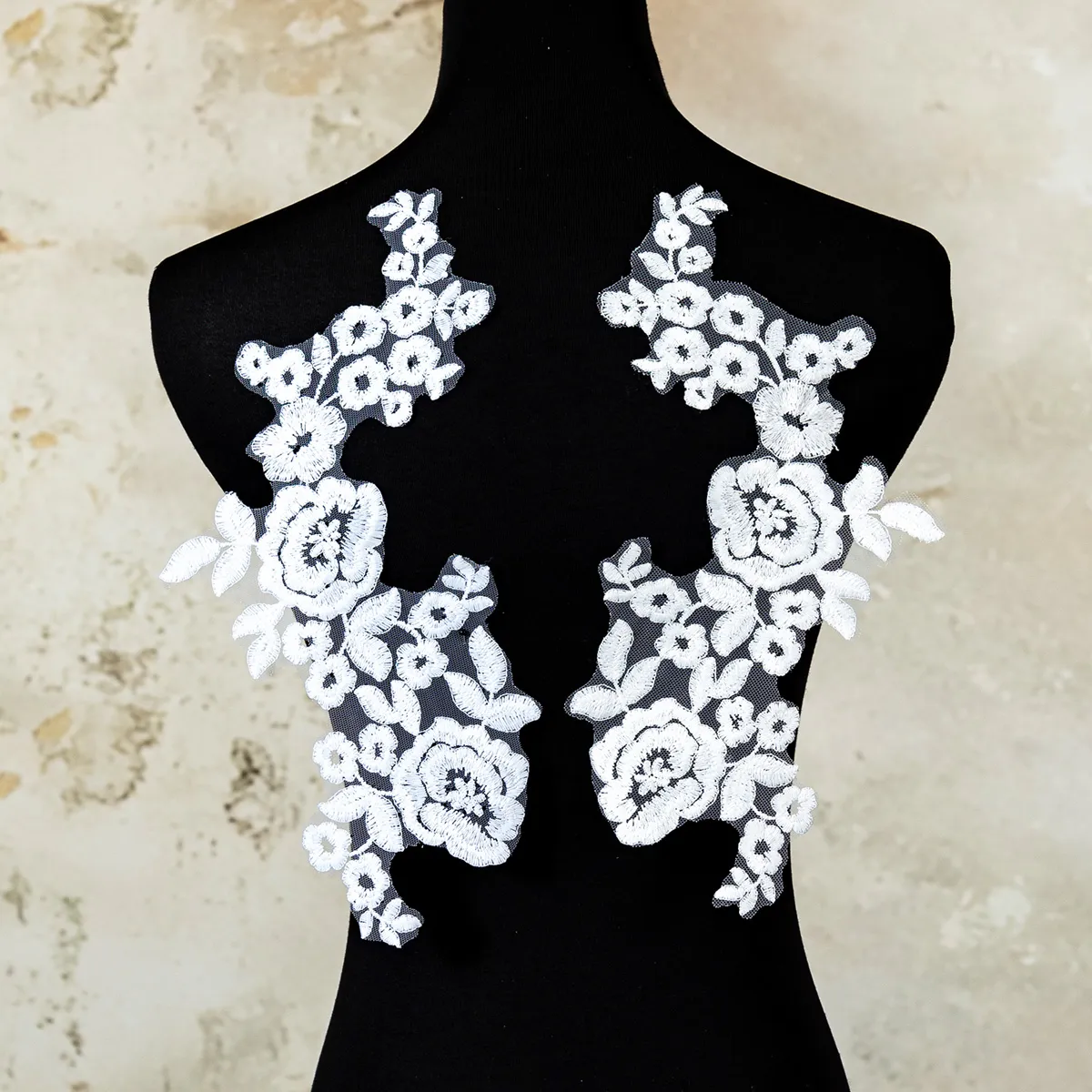 cotton floral lace applique pair