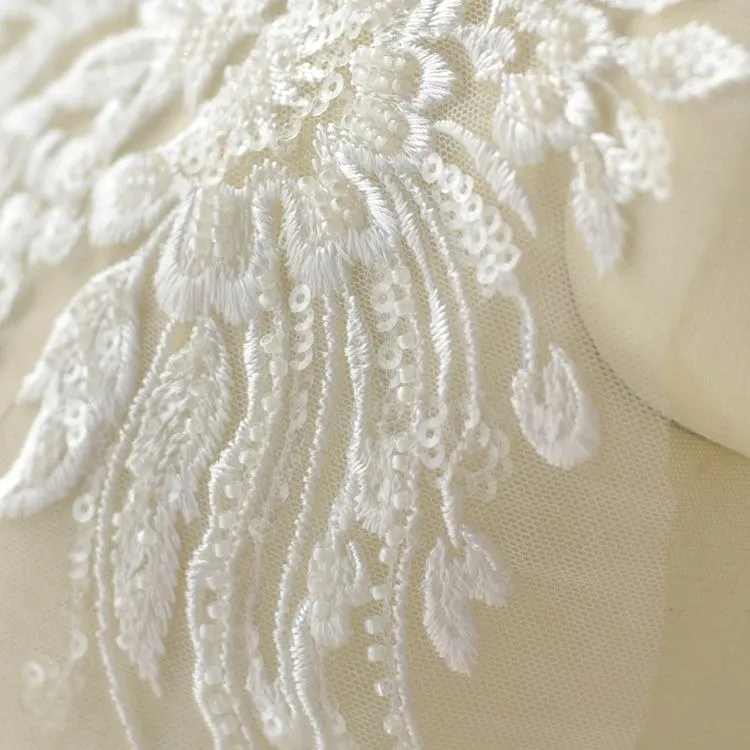 beaded and sequinned embroidery lace applique