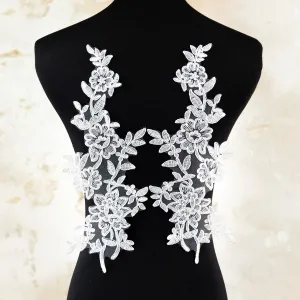wedding embroidery floral lace appliques patches 1 pair