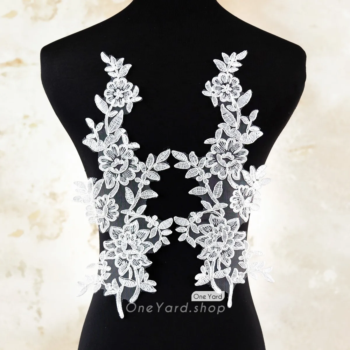 wedding embroidery floral lace appliques patches 1 pair