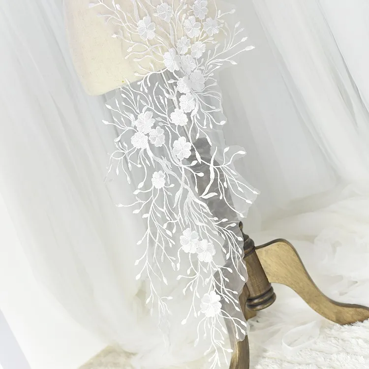 large floral bridal lace trailing vines applique