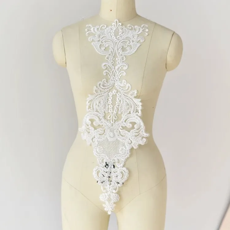 luxury sequin alencone lace applique for dress bodice