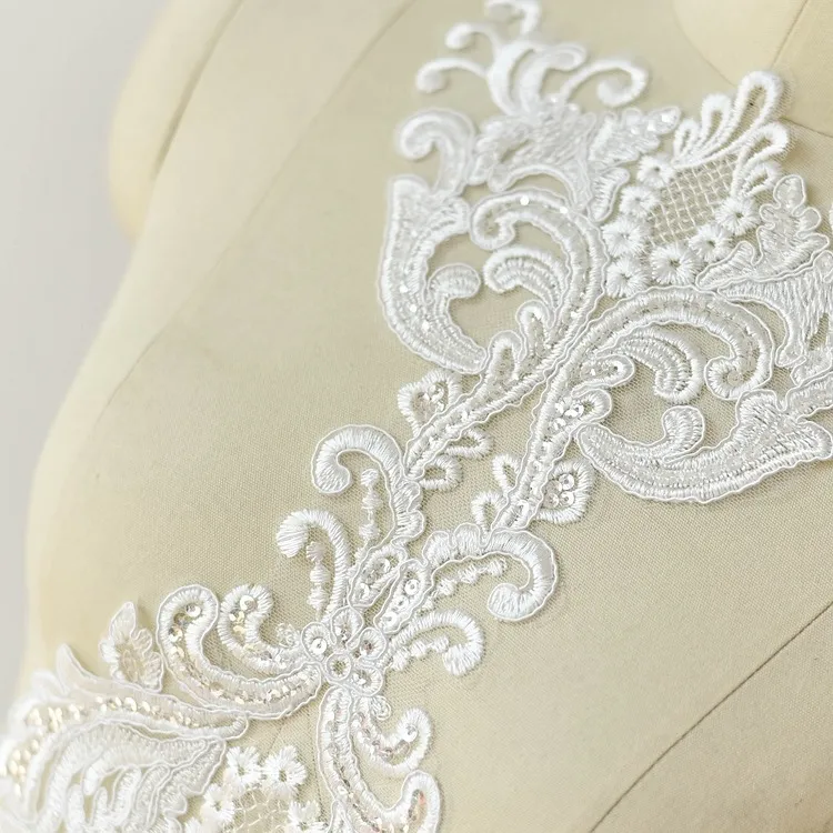 luxury sequinned lace applique for dress bodice