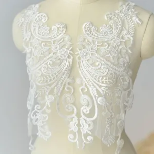 vintage cotton embroidery sequined bodice lace applique