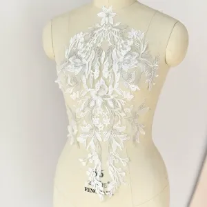 off white matte gold lace applique bridal bodice decor