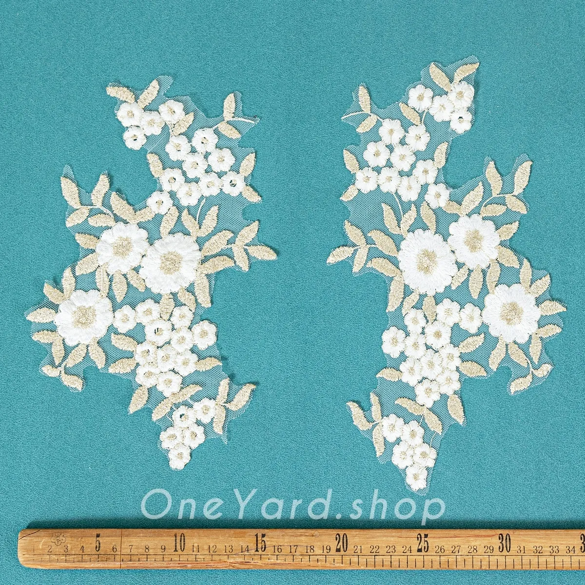 off white and light gold floral lace patches off white and light gold floral lace patches
