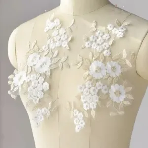 off white champagne floral lace applique diy decor