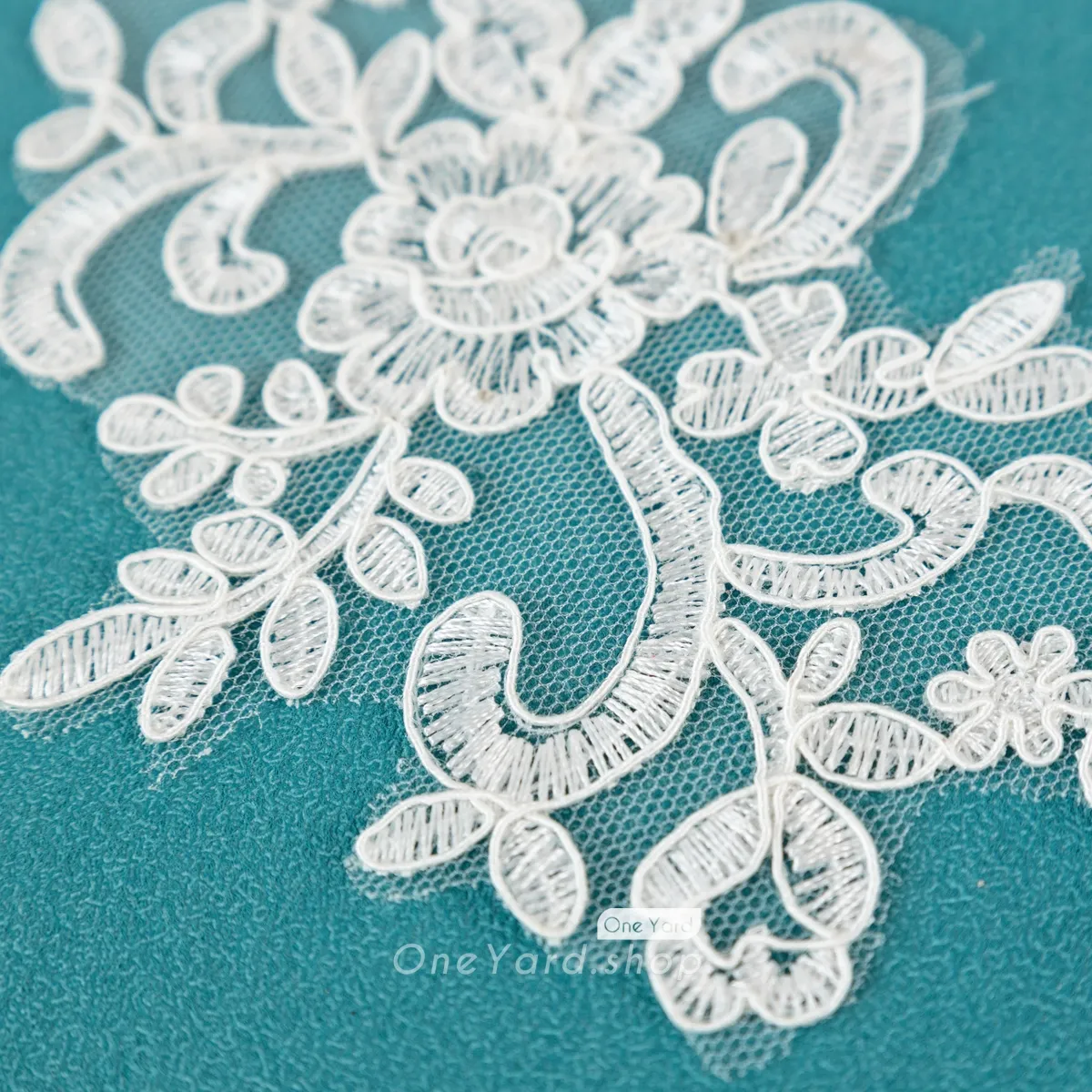 polyester ivory lace motif