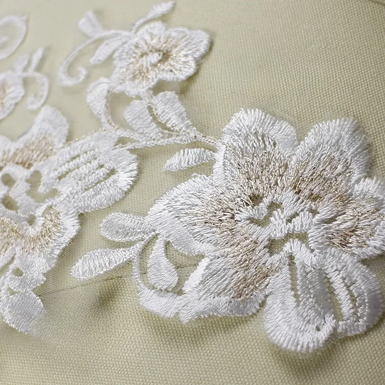 gold threads floral lace applique