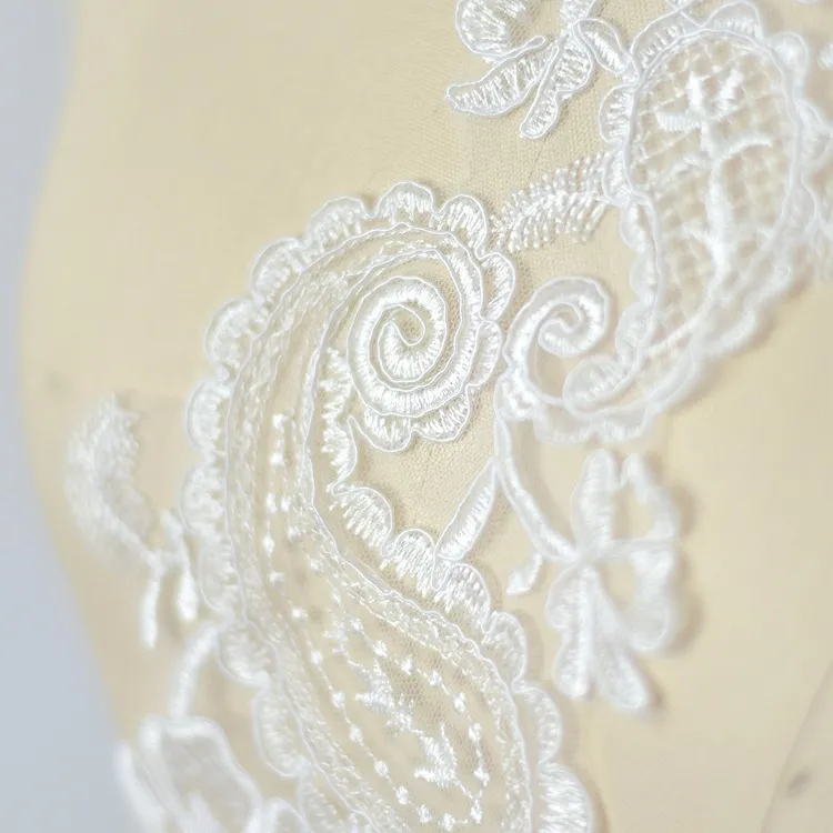 off white embroidered lace applique dress bodice decor