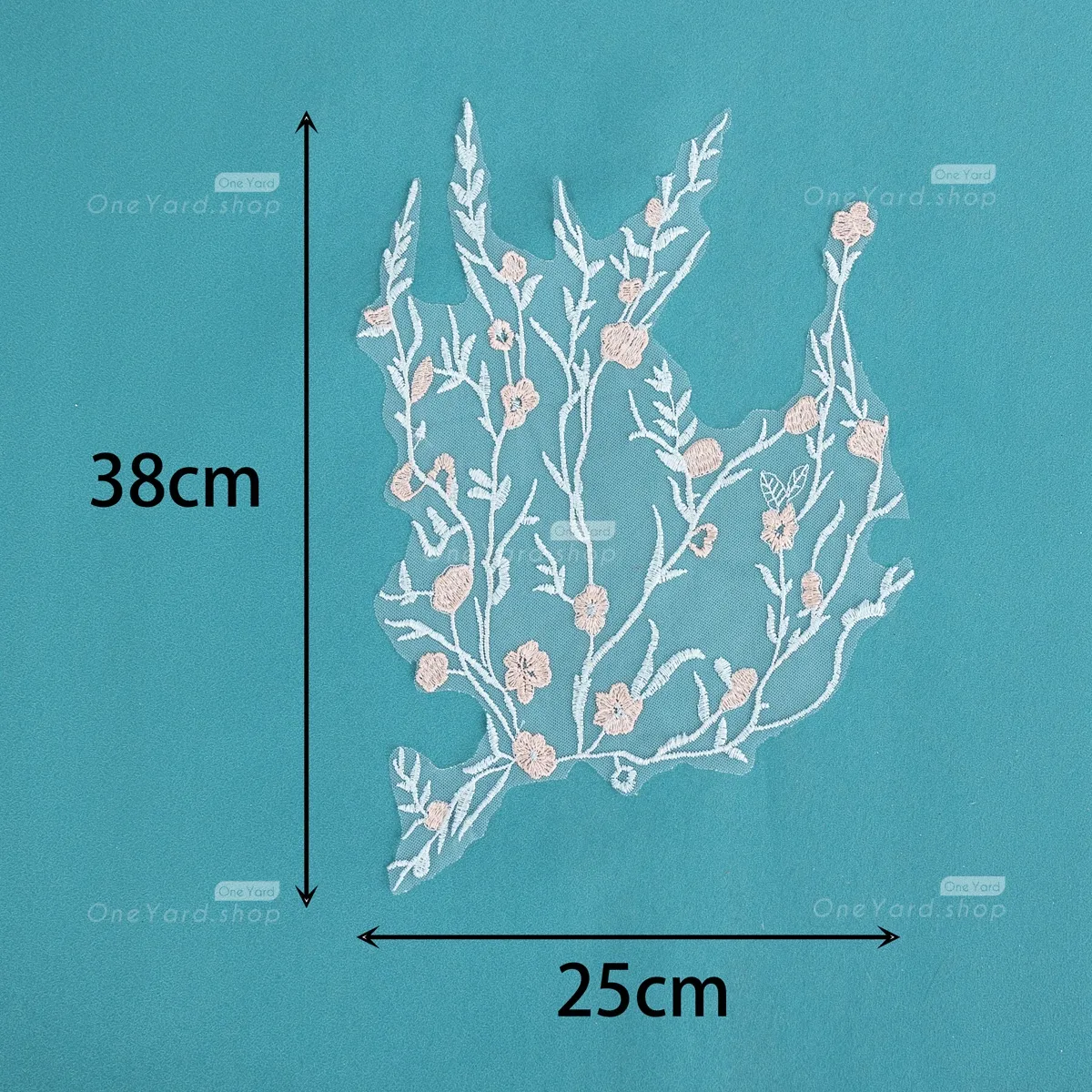 baby blue and blush branch lace motif