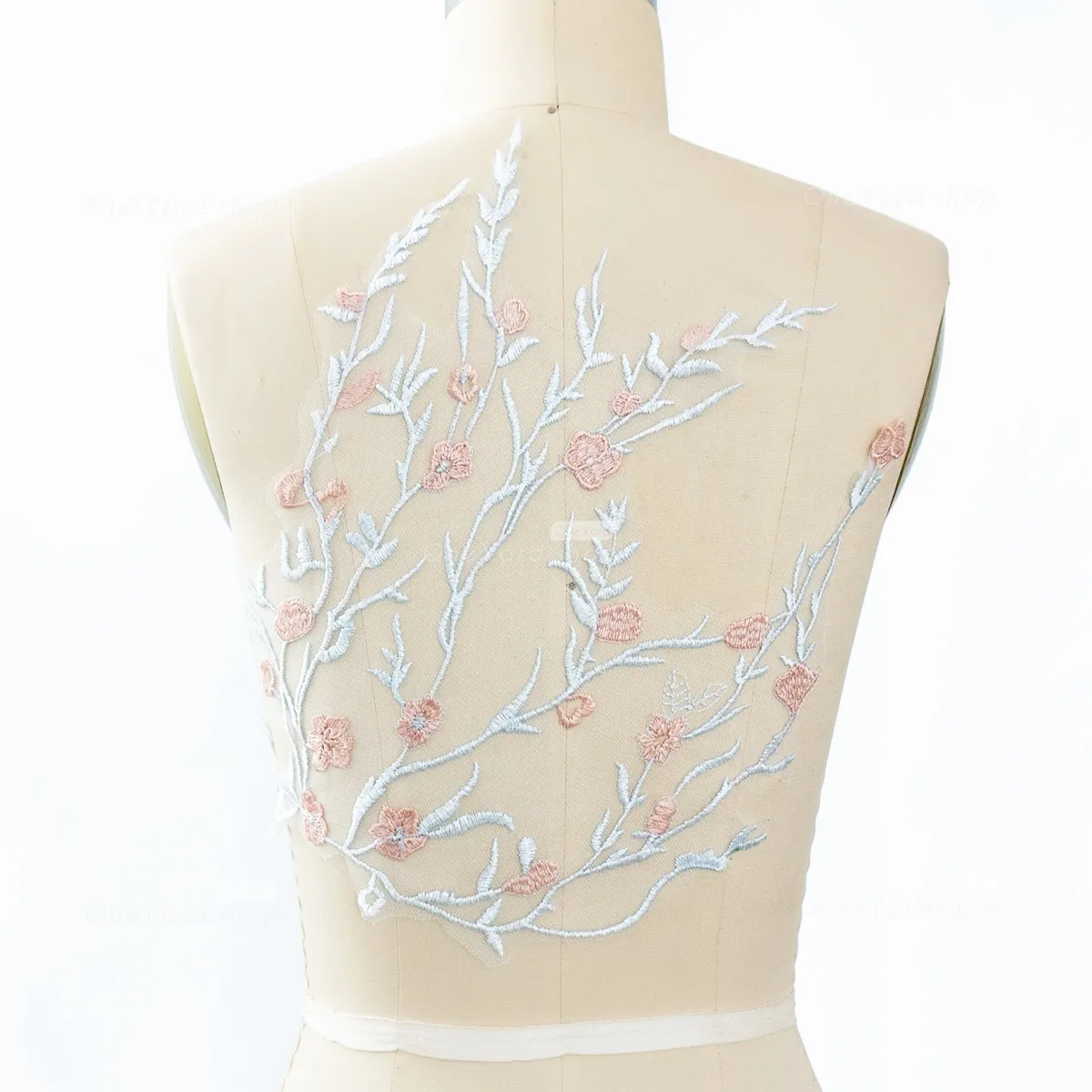 baby blue leaf blush flower embroidery lace patch