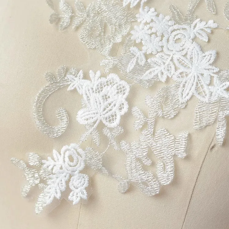 delicate floral lace applique for bridal gown