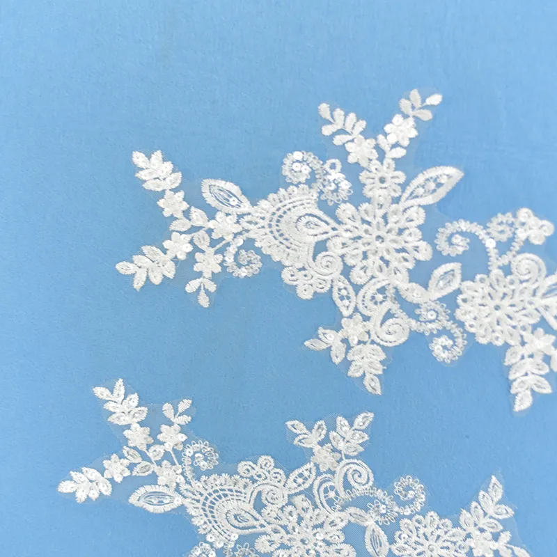 sequinned floral bridal lace appliques