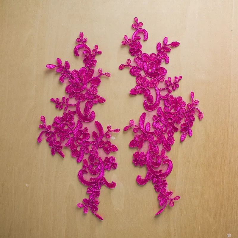 fuchsia lace applique for dressmaking