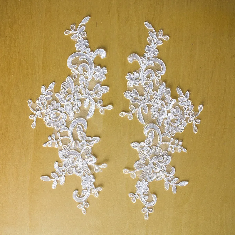 off white mirror pair floral lace appliques