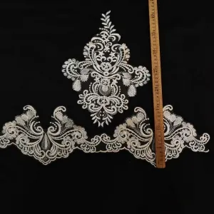 floral lace applique and lace trim set for bridal dress