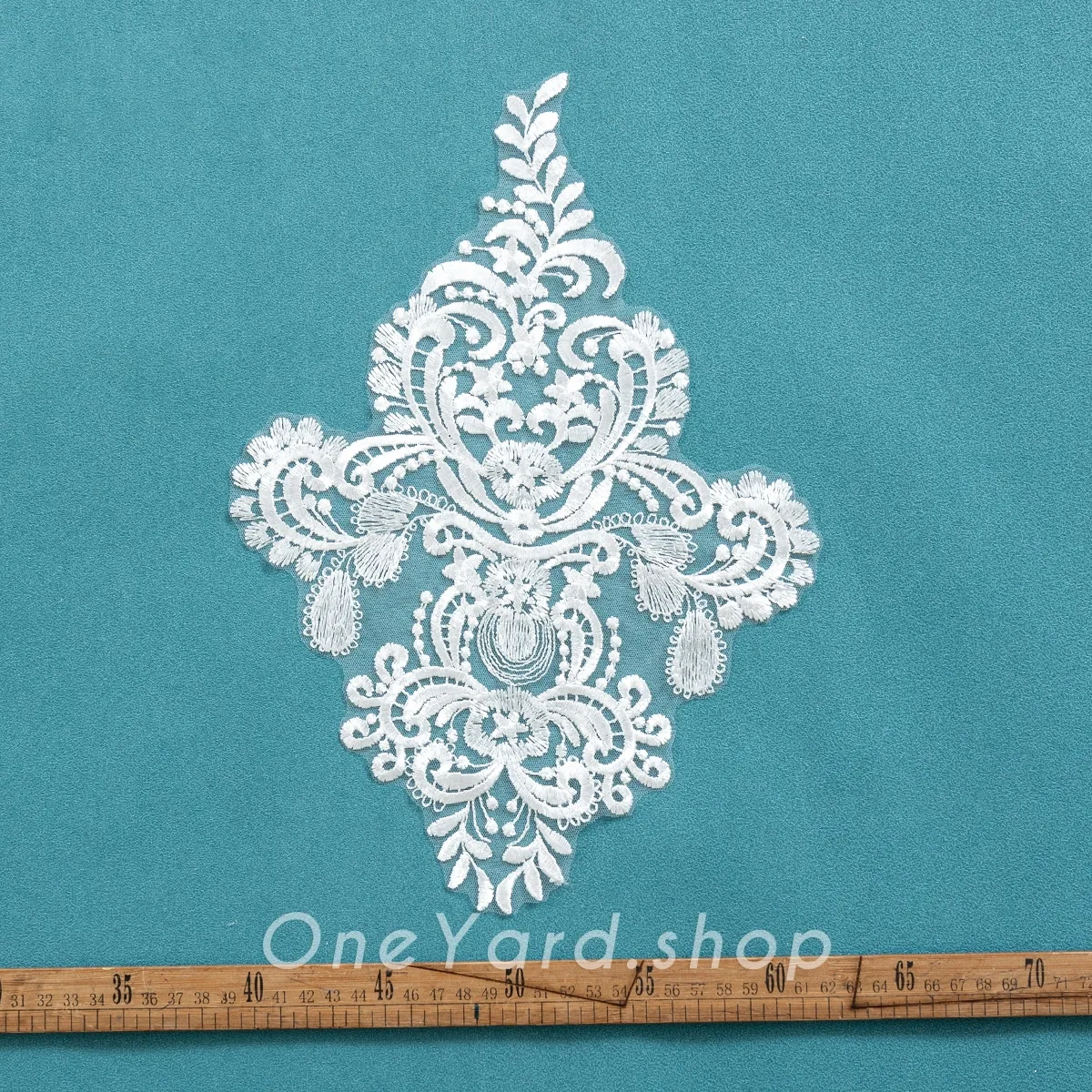 symmetrical diamond shaped lace applique