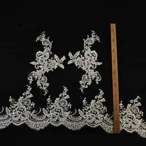 delicate floral lace appique trim set for bridal veil
