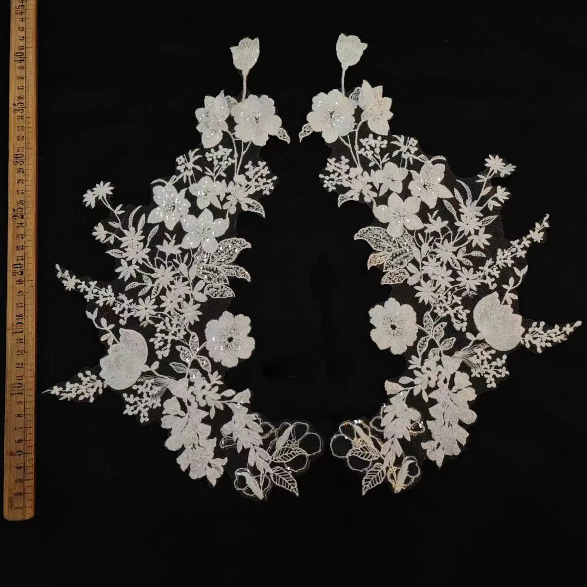dazzling sequinned floral lace motif appliques for diy
