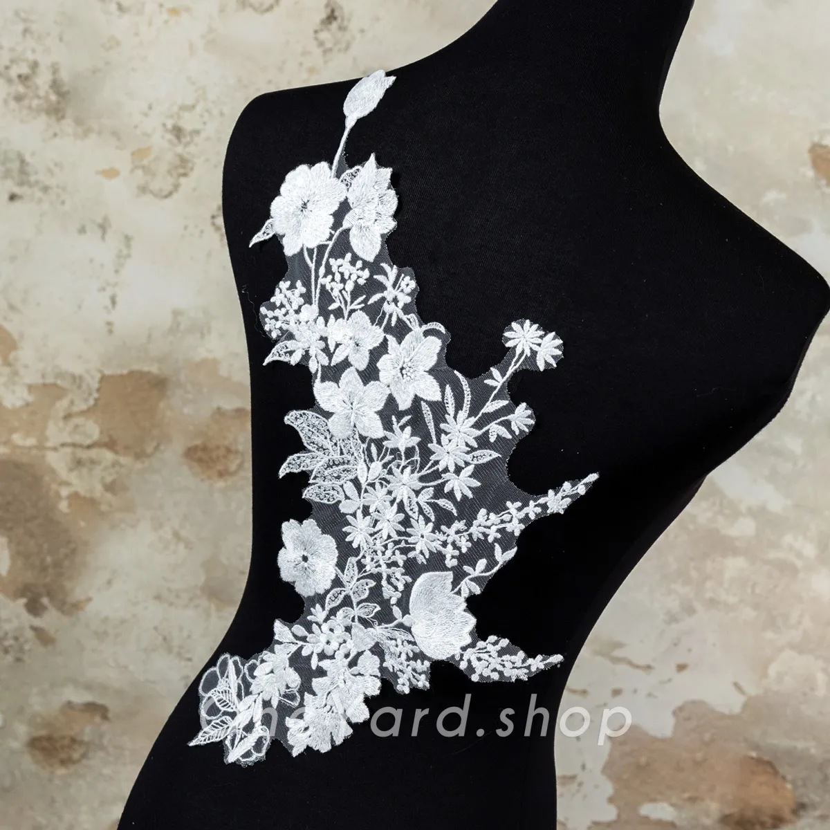 sequinned floral cotton lace applique for dresses