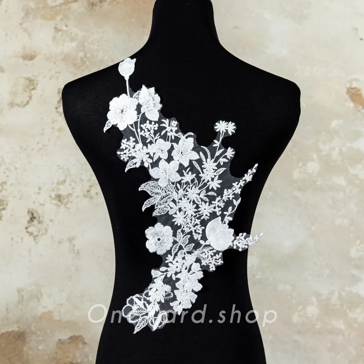 sequinned floral cotton lace applique for headpieces