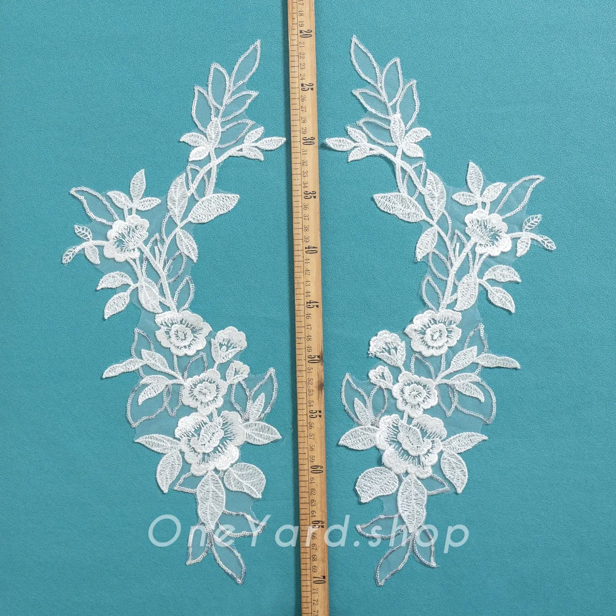 clear sequinned rose flower lace appliques