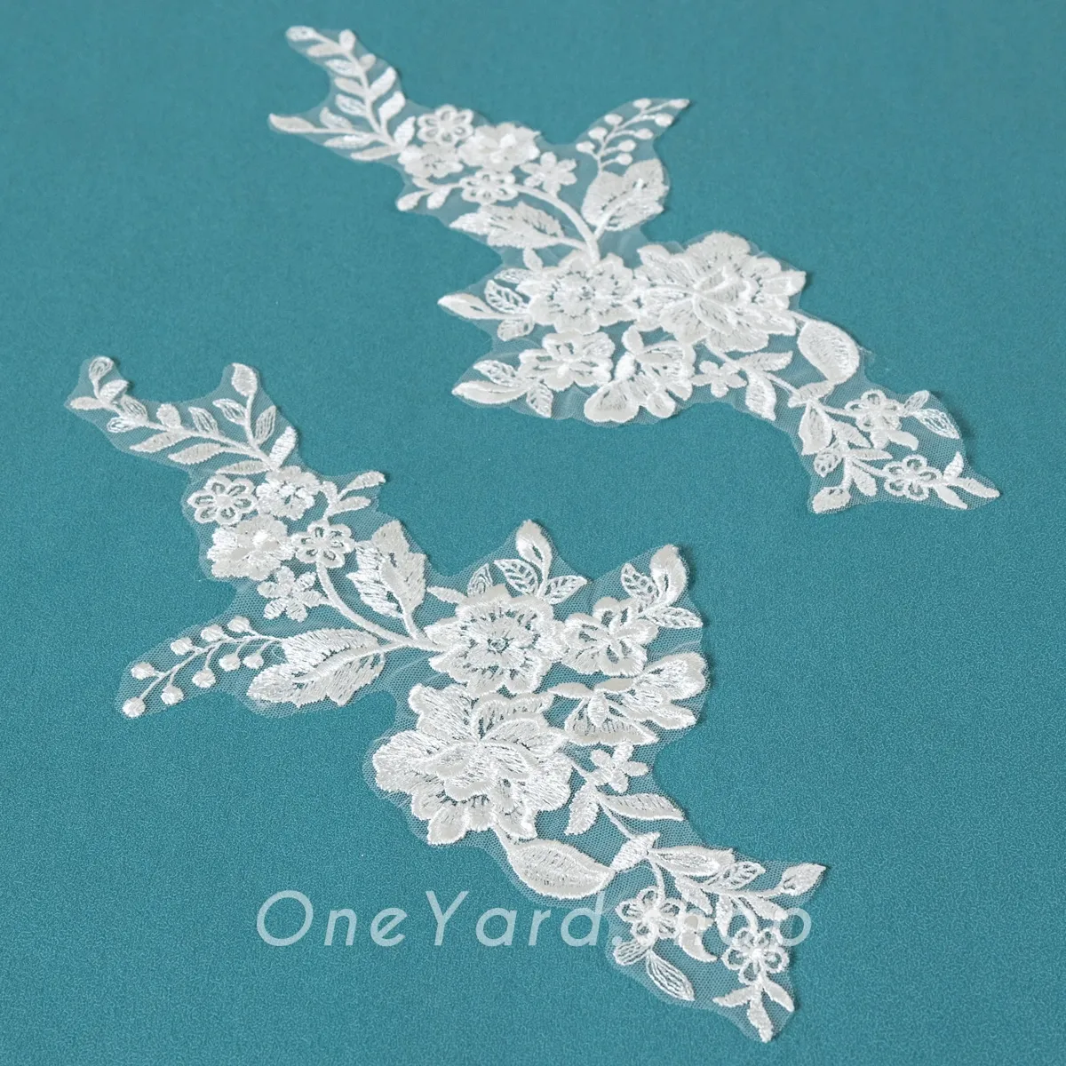 sequinned floral lace appliques for headpieces