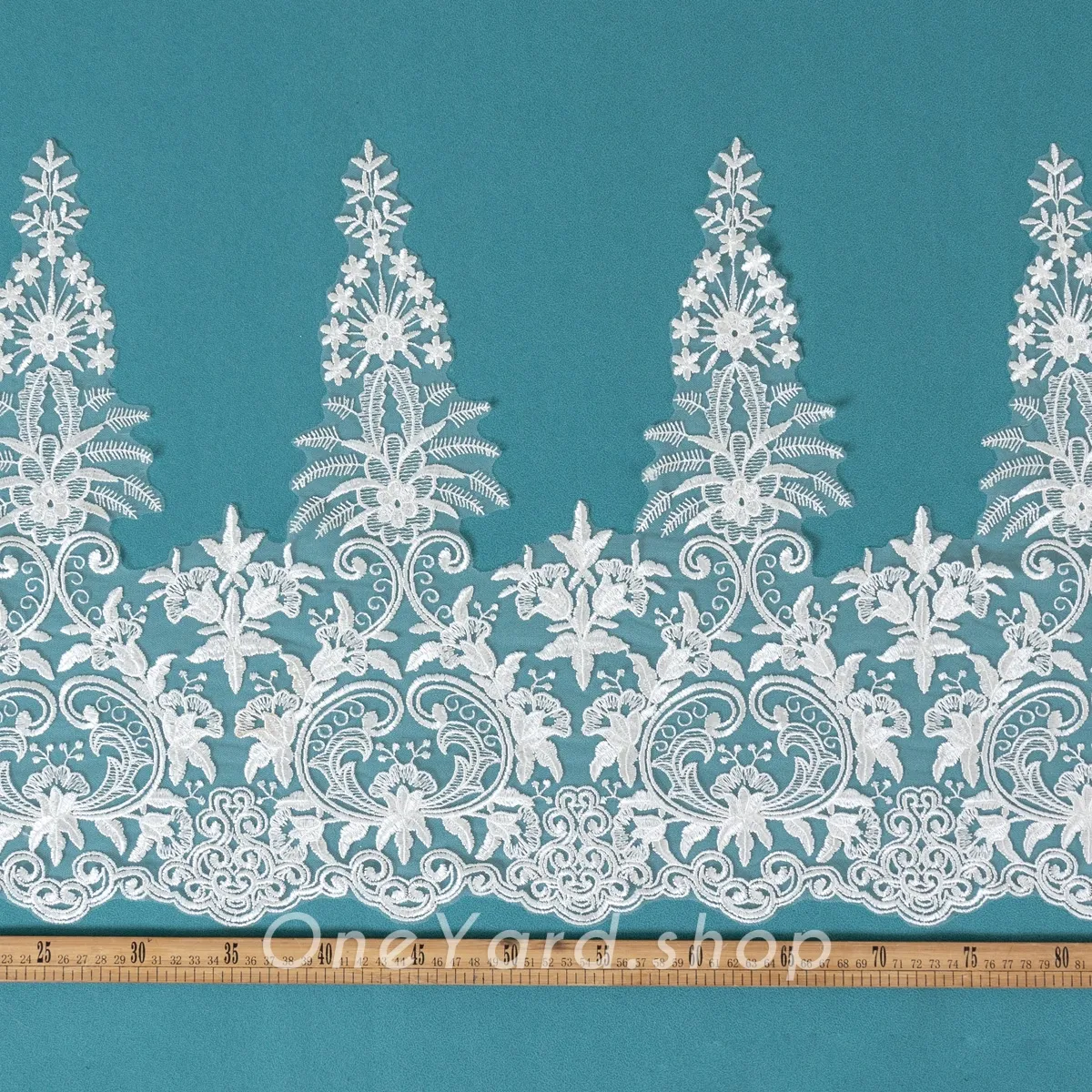 abstract flower lace trim for wedding gown by 1 yard
