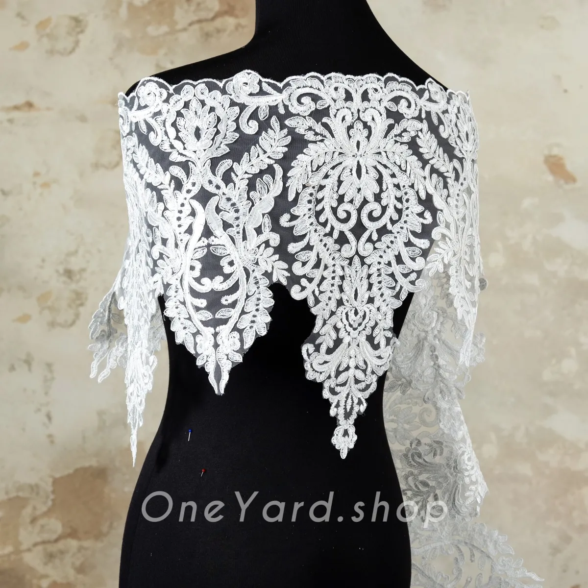 baroque sequinned corded lace trim