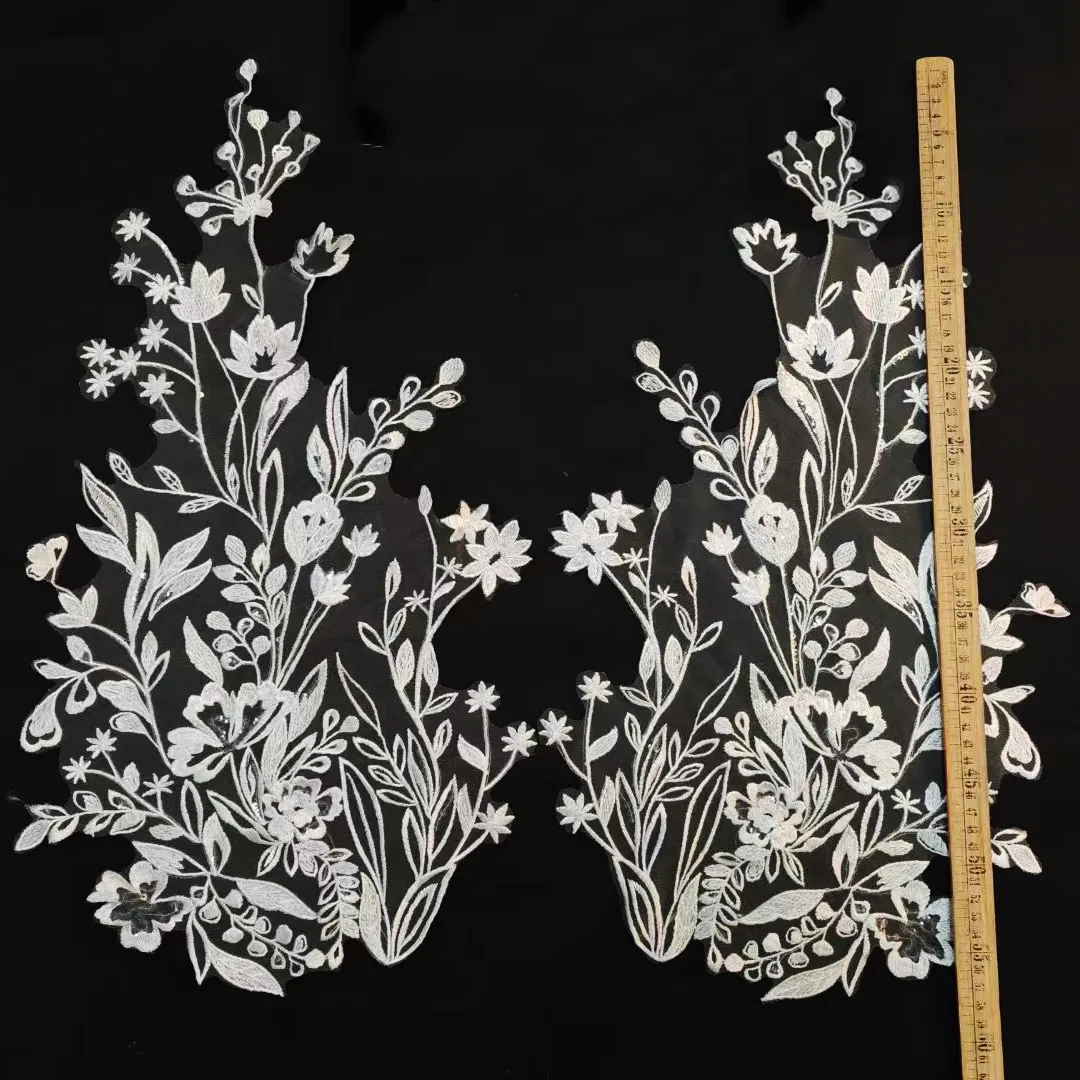 floral lace appliques sequinned motif sewing patches