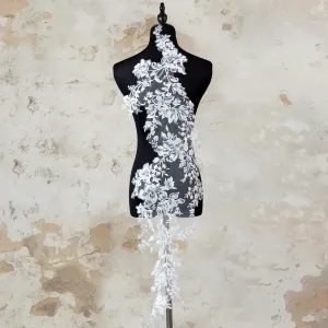 large size sequinned embroidered floral lace appliques
