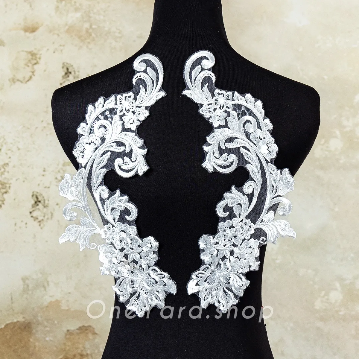 sequinned abstract curved scroll floral lace appliques sequinned abstract curved scroll floral lace appliques