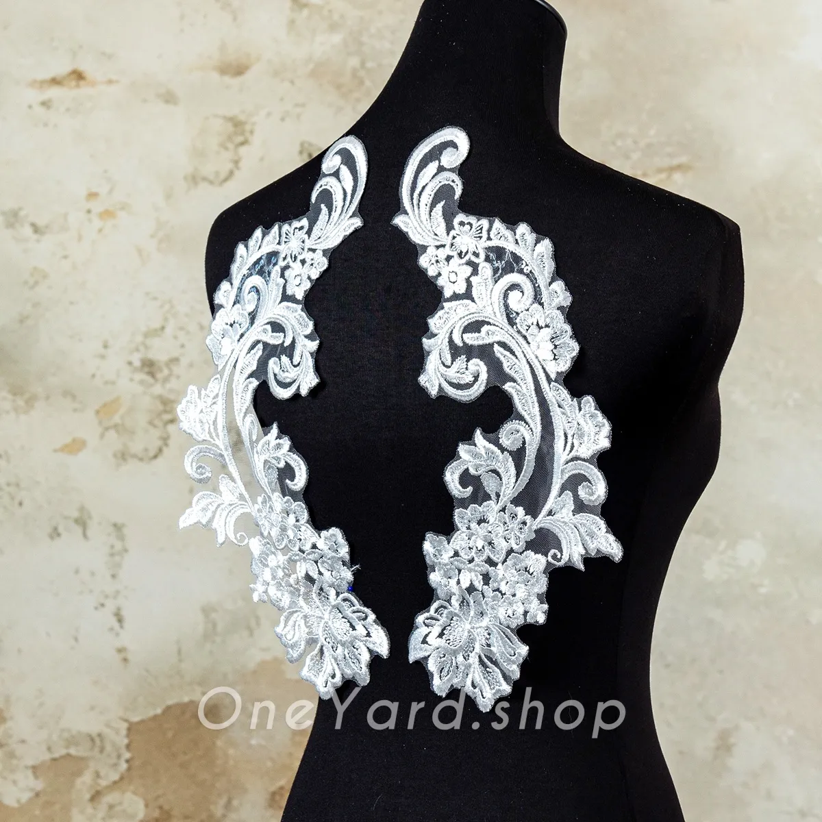 sequinned scroll floral lace appliques sequinned scroll floral lace appliques