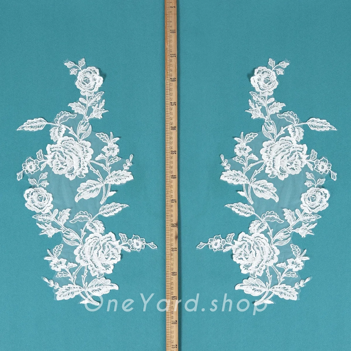 chic sequinned floral bridal lace applique motifs