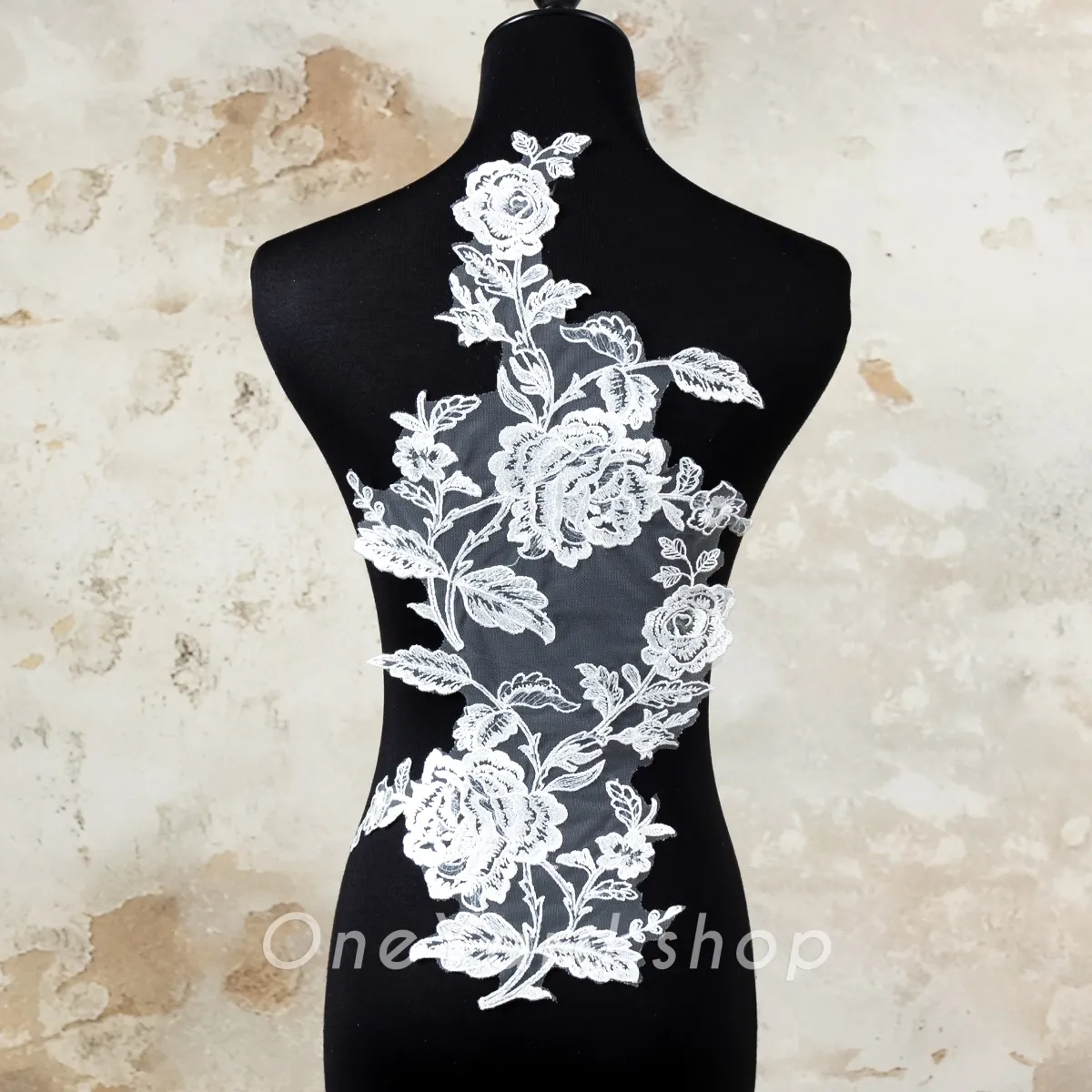 sequined intricate floral lace motif