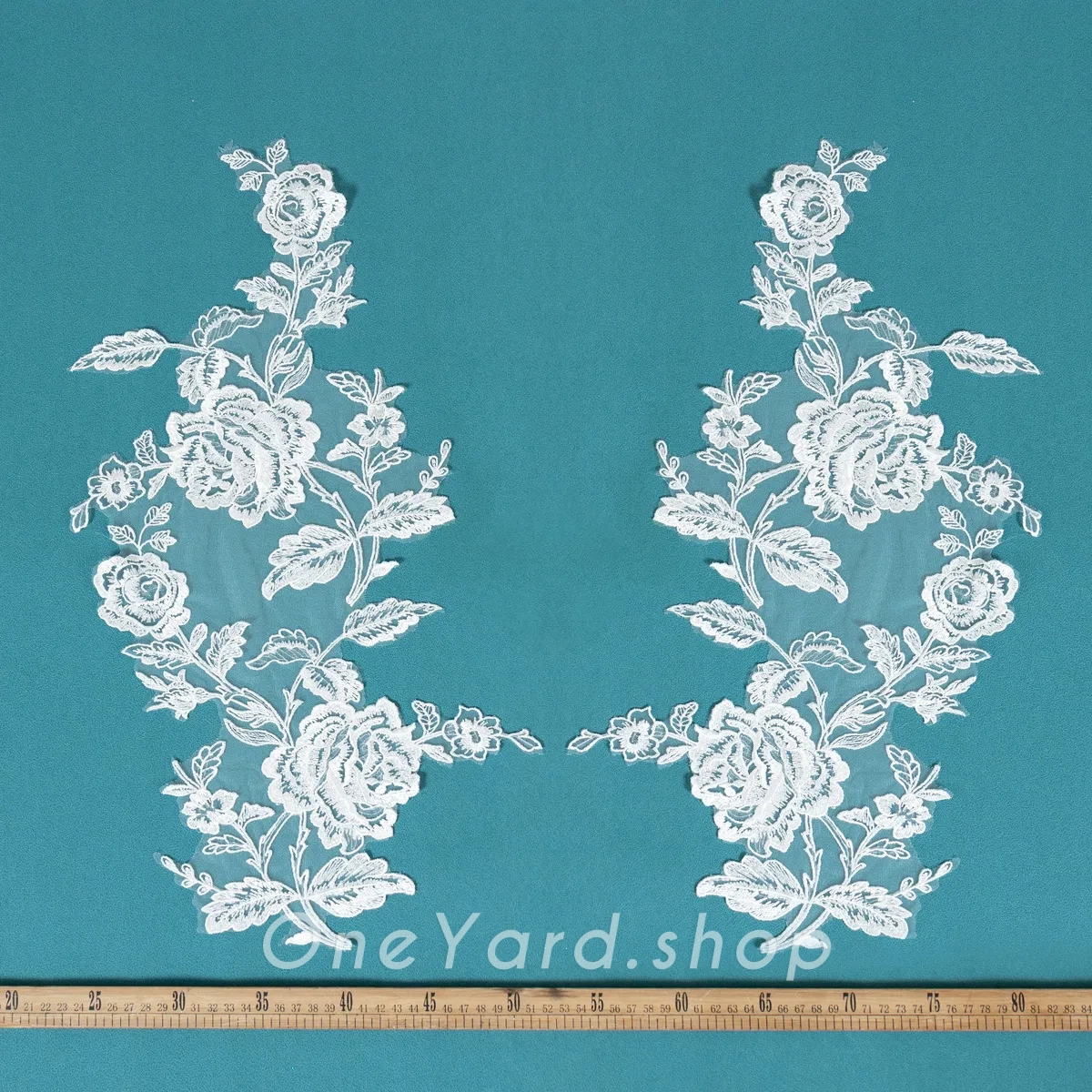 sequinned floral bridal lace applique