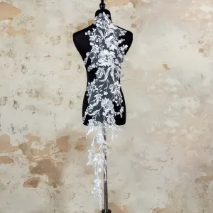 sequinned embroidery large and long floral lace appliques